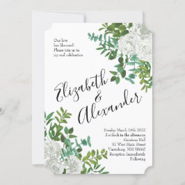 Invitación Boda floral rosa blanca y negra