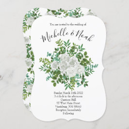 Invitación Boda floral rosa blanca y negra