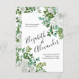 Invitación Boda floral rosa blanca y negra