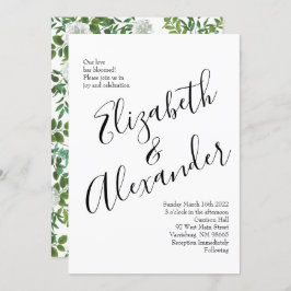 Invitación Boda floral rosa blanca y negra