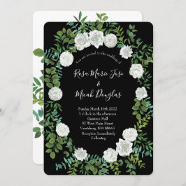 Invitación Boda floral rosa blanca y negra