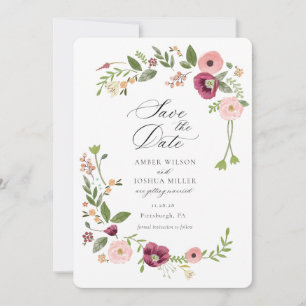 Invitación Boda Floral rosa Boho de Vintage