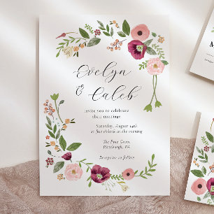 Invitación Boda Floral rosa Boho de Vintage