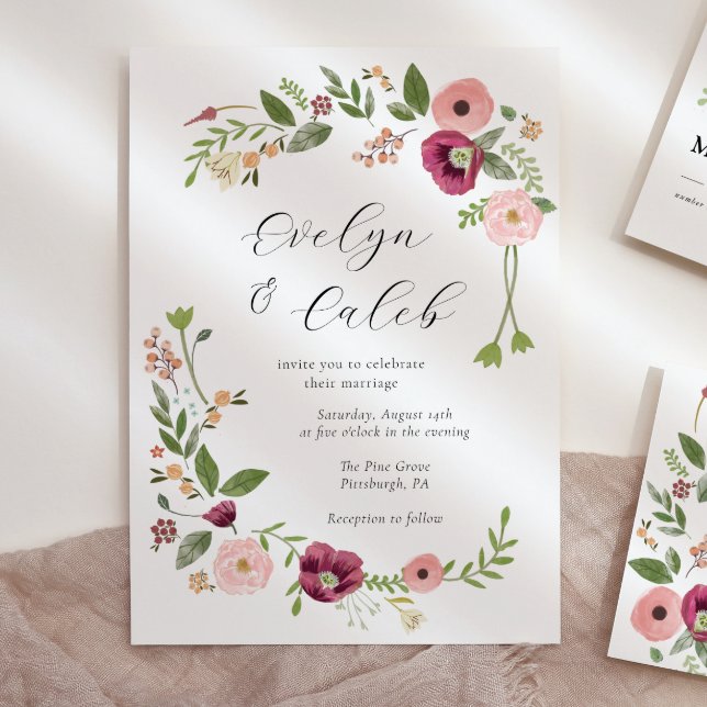 Invitación Boda Floral rosa Boho de Vintage (Subido por el creador)