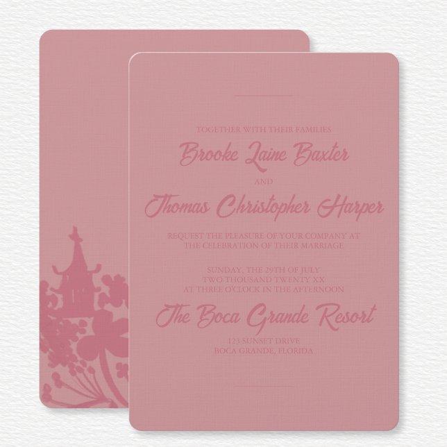 Invitación Boda floral rosa Chinoiserie (Subido por el creador)