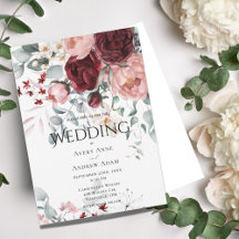 Boda floral rosa de Borgoña