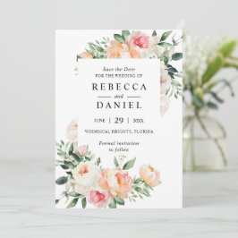 Invitación Boda floral rosa de Borgoña y Rubor salvan la fech