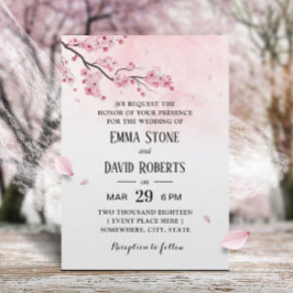 Invitación Boda Floral rosa de color de agua