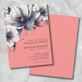 Invitación Boda floral rosa de coral moderno