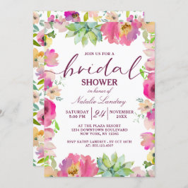 Invitación Boda floral rosa de Moda floreciente ducha de novi