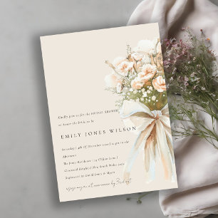 Invitación Boda floral Rosa de Rubor Bouquet Bridal Shower