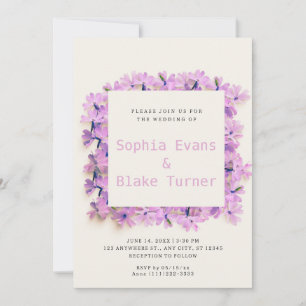 Invitación Boda floral rosa delgado moderno y rústico