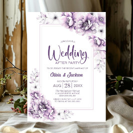 Invitación Boda Floral Rosa Después Del Fiesta