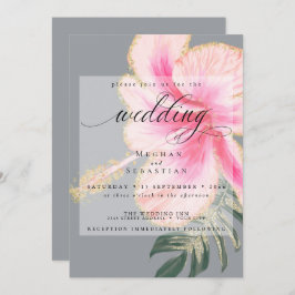 Invitación Boda floral rosa elegante y audaz