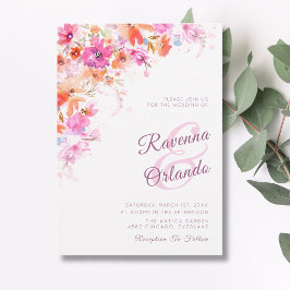 Invitación Boda Floral Rosa Flor de Cerezo Pasado Romance