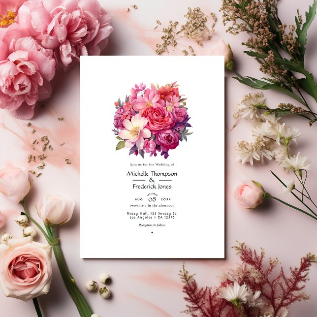 Invitación Boda Floral Rosa Fondant (Subido por el creador)