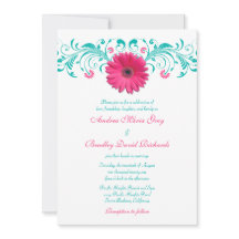 Boda floral rosa Gerbera Daisy Turquoise