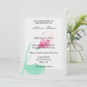 Invitación Boda floral rosa gris romántico