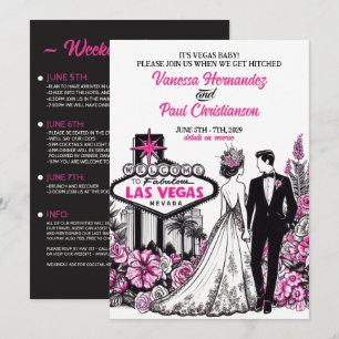 Invitación Boda Floral rosa Las Vegas