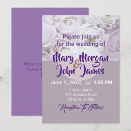Invitación Boda Floral Rosa Lila Lavanda