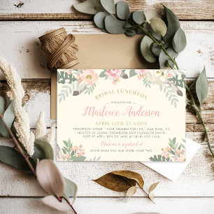 Invitación Boda floral rosa marfil Desayuno nupcial