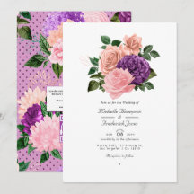 Boda floral rosa melocotón y lavanda púrpura