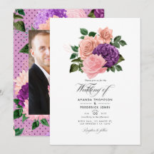 Boda floral rosa melocotón y lavanda púrpura