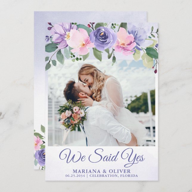 Invitación boda Floral rosa moderna (Anverso / Reverso)