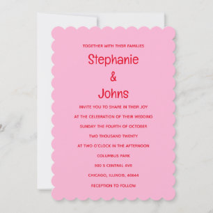 Invitación Boda floral rosa Naranja audaz brillante brillante