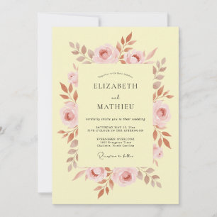 Invitación Boda floral rosa pálido