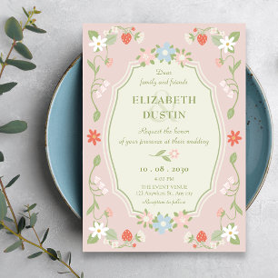 Invitación Boda floral rosa pastel