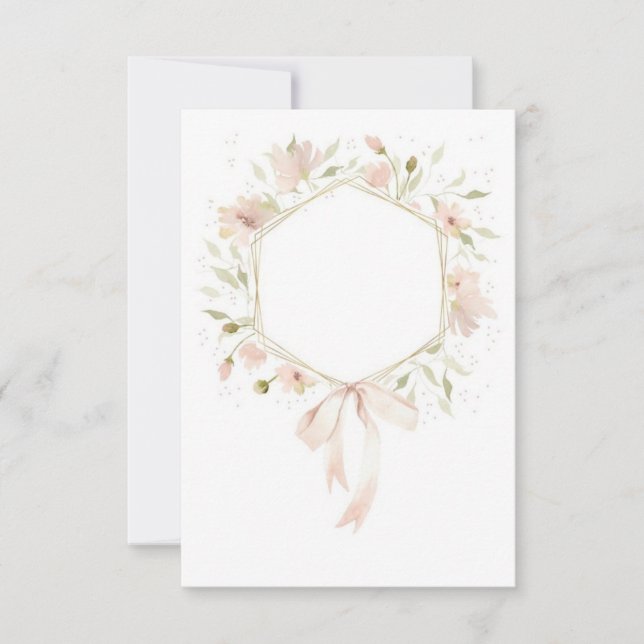 Invitación Boda floral rosa Pastel presupuesto en blanco (Anverso)