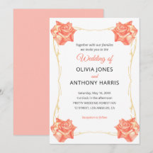 Boda floral rosa pastel rústica geométrica dorada