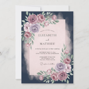 Invitación Boda floral rosa polvoriento