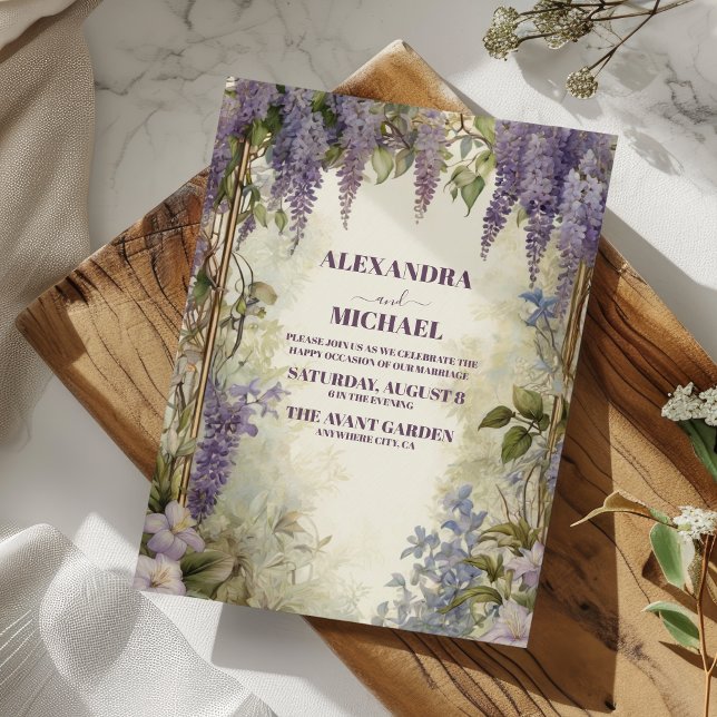 Invitación Boda floral rosa polvoriento azul polvoriento mora (Subido por el creador)