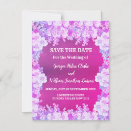 Invitación Boda Floral Rosa Púrpura Anemona Guardar La Fecha