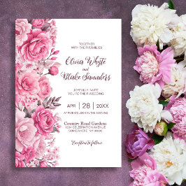 Invitación Boda Floral Rosa Rosa