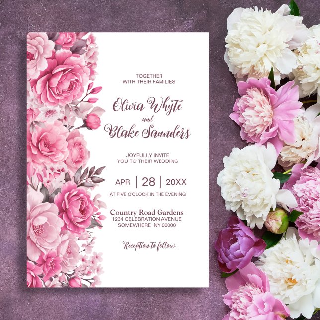 Invitación Boda Floral Rosa Rosa (Subido por el creador)
