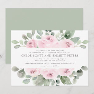 Invitación Boda floral rosa rosa boho moderno