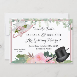Invitación BODA floral rosa rosa CLASSIC Save Date