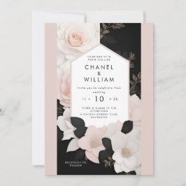 Invitación Boda floral rosa rosa de inspiración canalla