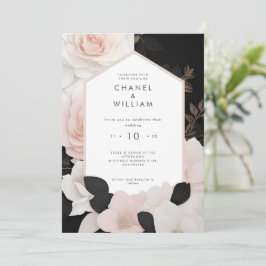 Invitación Boda floral rosa rosa de inspiración canalla