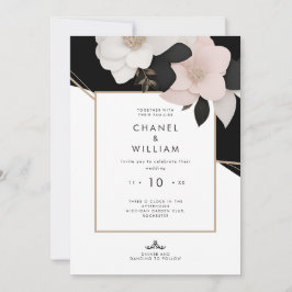 Invitación Boda floral rosa rosa de inspiración canalla