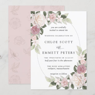 Invitación Boda floral rosa rosa rosa de Rubor