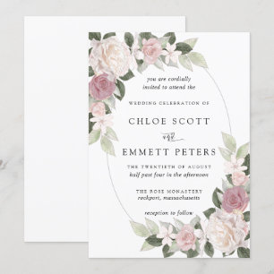 Invitación Boda floral rosa rosa rosa de Rubor