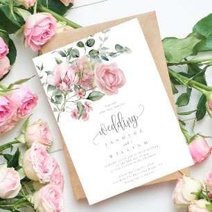 Invitación Boda Floral Rosa Rosa Rosa Dusty