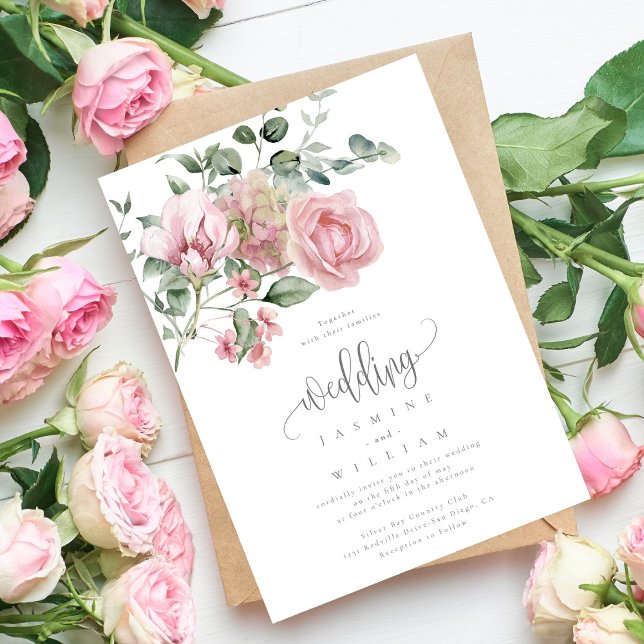 Invitación Boda Floral Rosa Rosa Rosa Dusty (Subido por el creador)