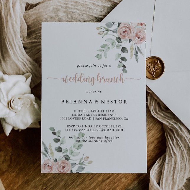 Invitación Boda Floral Rosa Rosa Rosa Dusty Clásico Brunch (Subido por el creador)