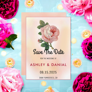 Invitación Boda floral rosa rosa rosa rubor de sangre Salve l