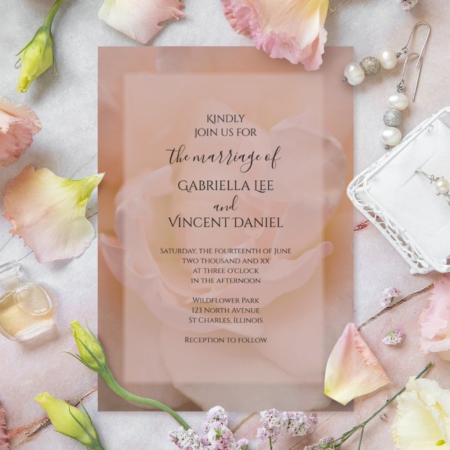 Invitación Boda floral rosa rosa Rubor ligero (Subido por el creador)